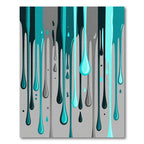 Teal Gray Drips Abstract Rug