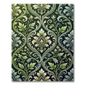 Emerald Olive Damask Foliage Scroll Rug