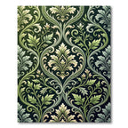 Emerald Olive Damask Foliage Scroll Rug