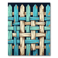 Rustic Teal and Cream Woven Fence Rug