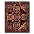 Elegant Dark Amber Octagon Medallion Tapestry Rug