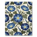 Deep Blue Morning Glory Botanical Vines Rug