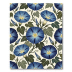 Deep Blue Morning Glory Botanical Vines Rug