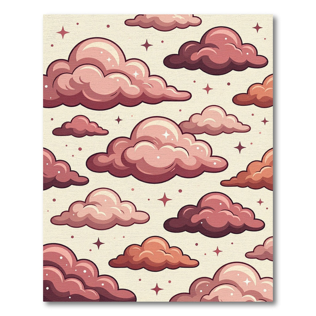 Whimsical Rose Pink Celestial Clouds Rug