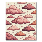Whimsical Rose Pink Celestial Clouds Rug