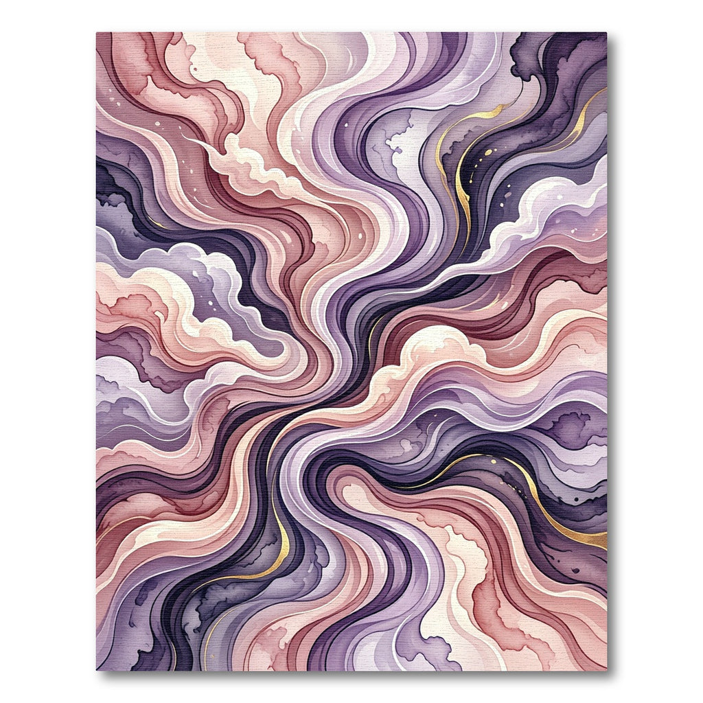 Abstract Fluid Swirls in Mauve and Gold Rug