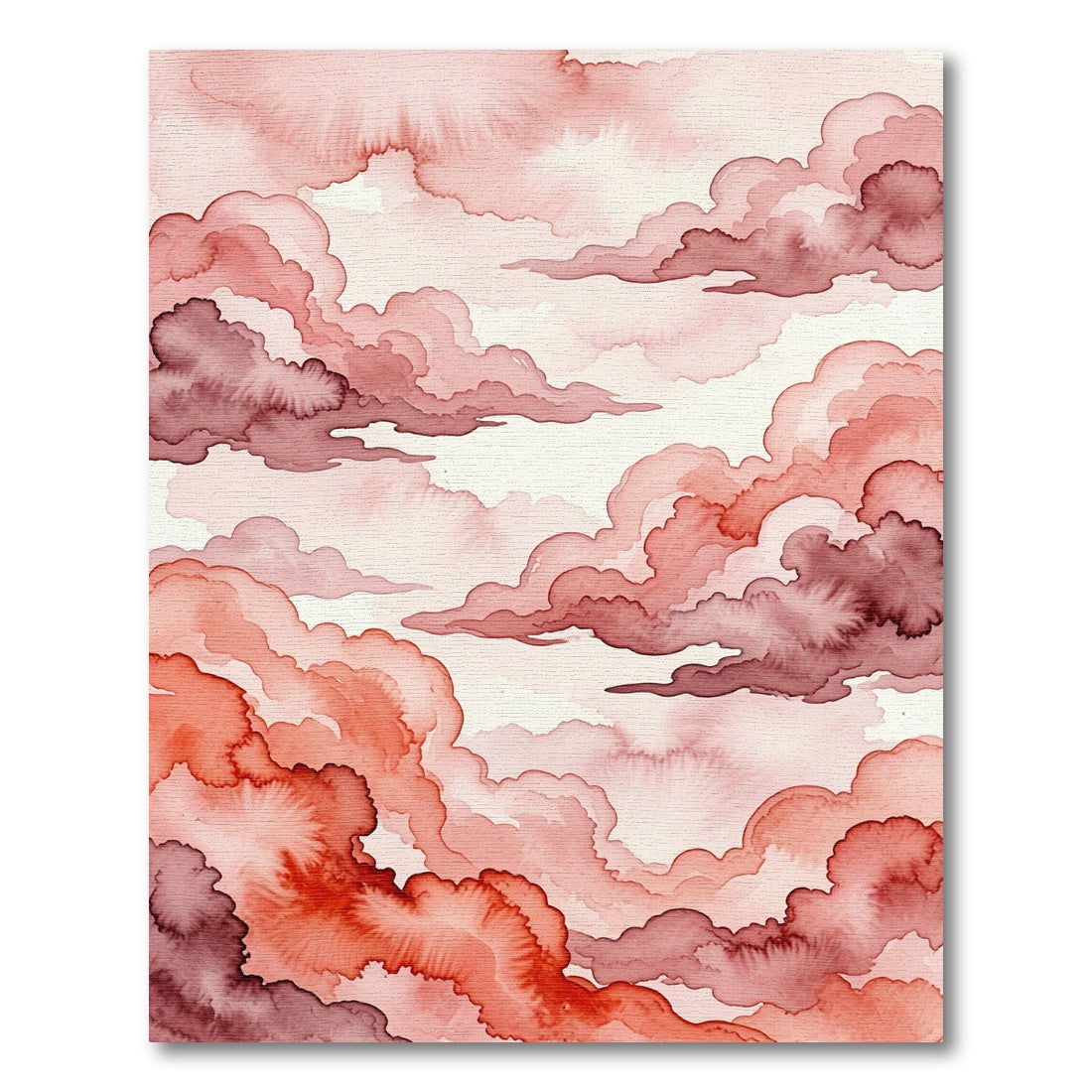 Watercolor Crimson Cloudscape Abstract Art Rug