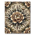 Vintage Floral Compass Peony Art Rug