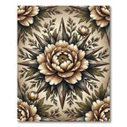 Vintage Floral Compass Peony Art Rug