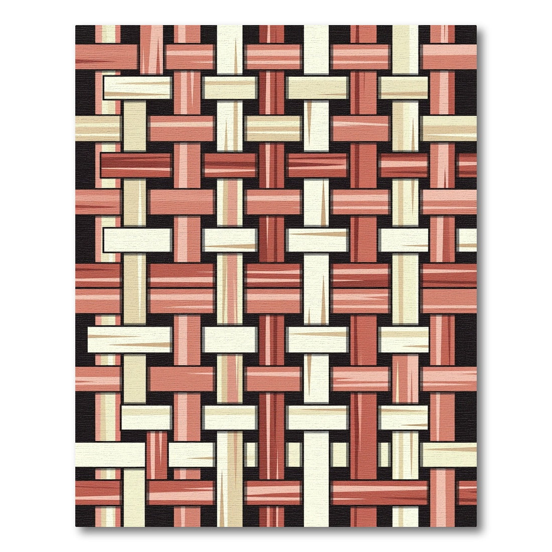 Woven Red Beige Texture Inlay Rug