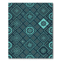 Teal Compass Geometric Nautical Tile Rug
