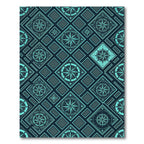 Teal Compass Geometric Nautical Tile Rug