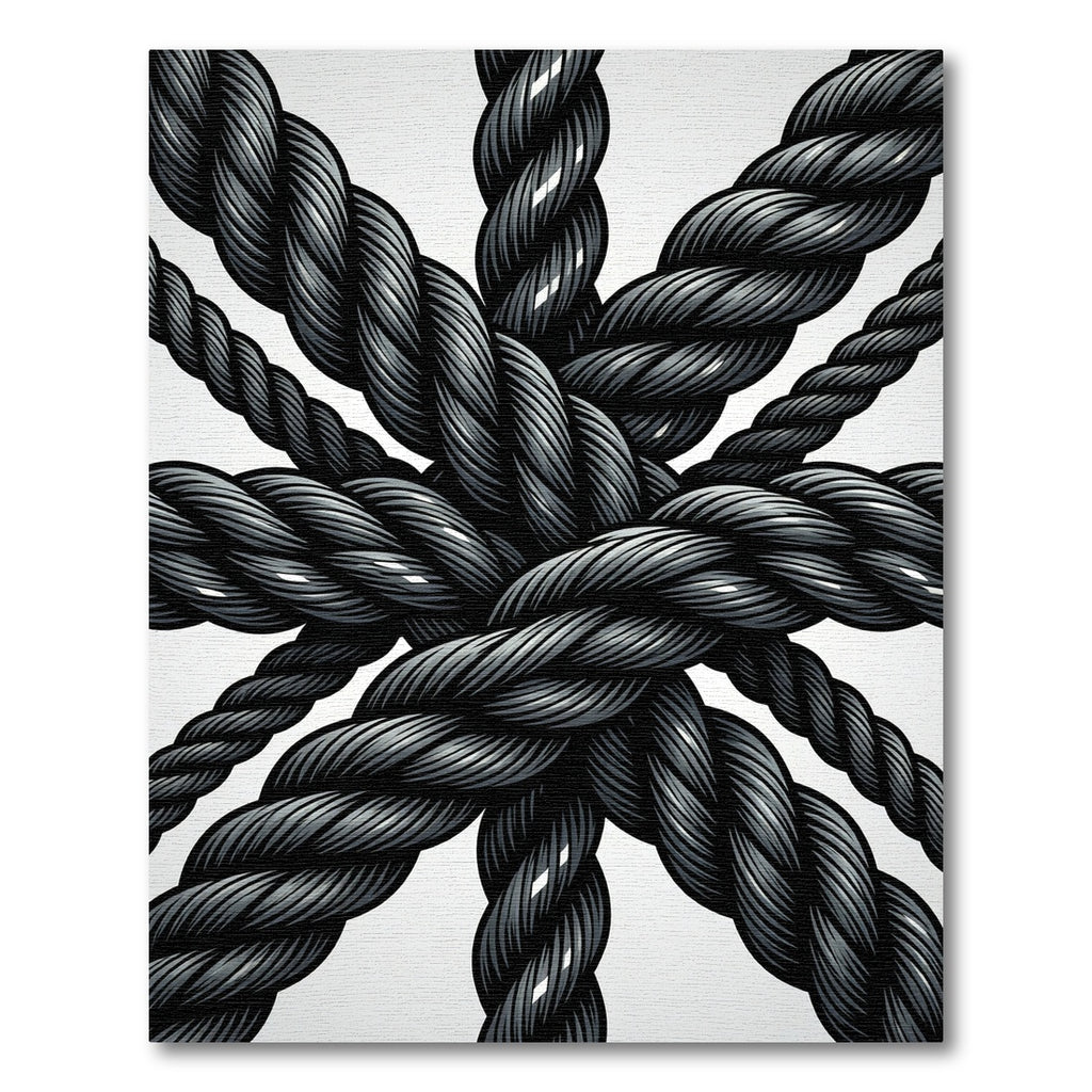 Dark Gray Rope Knotted Arrangement Rug