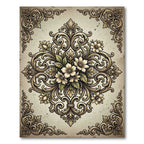 Elegant Baroque Floral Scroll Medallion Rug