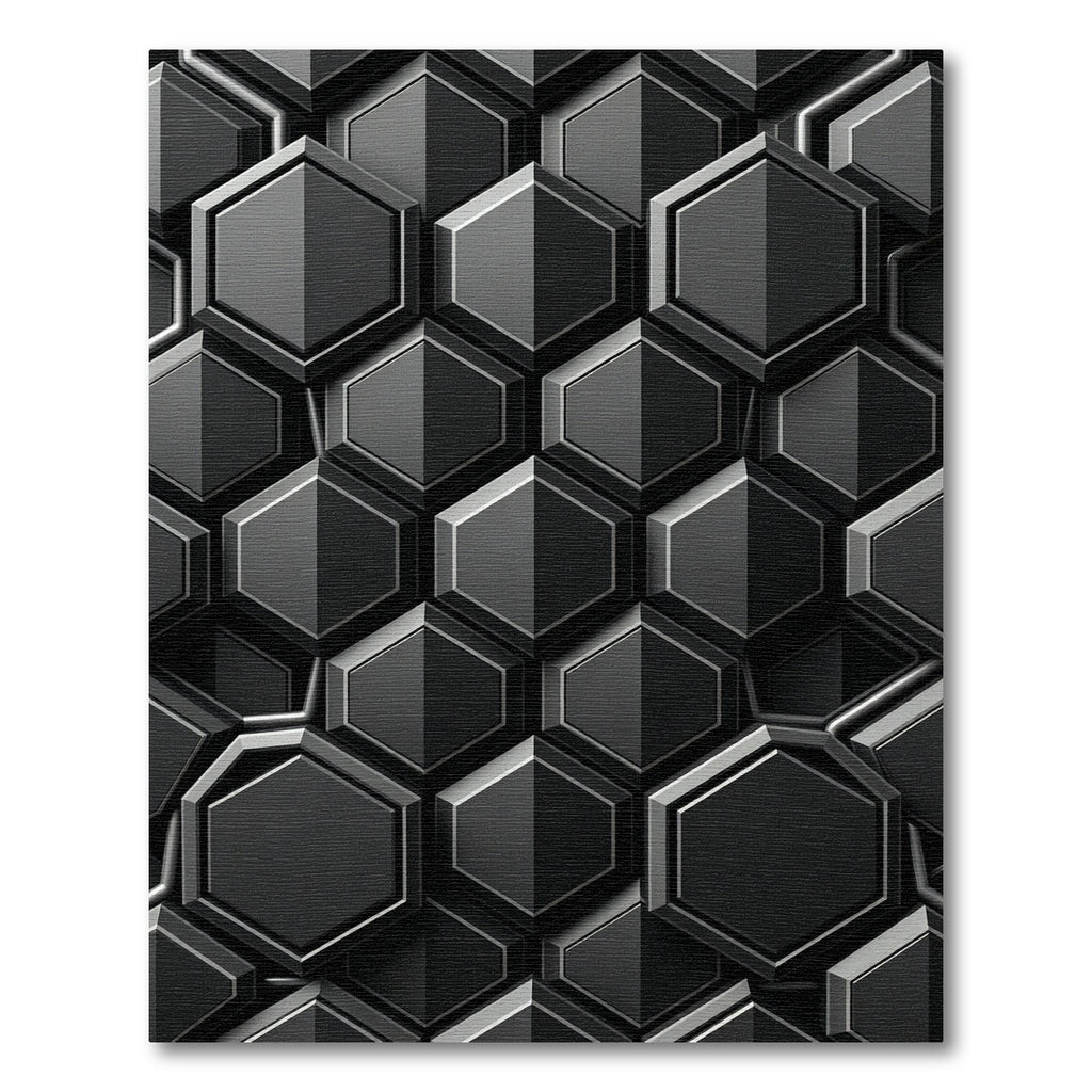 Dark Gray Geometric Hexagon Relief Rug