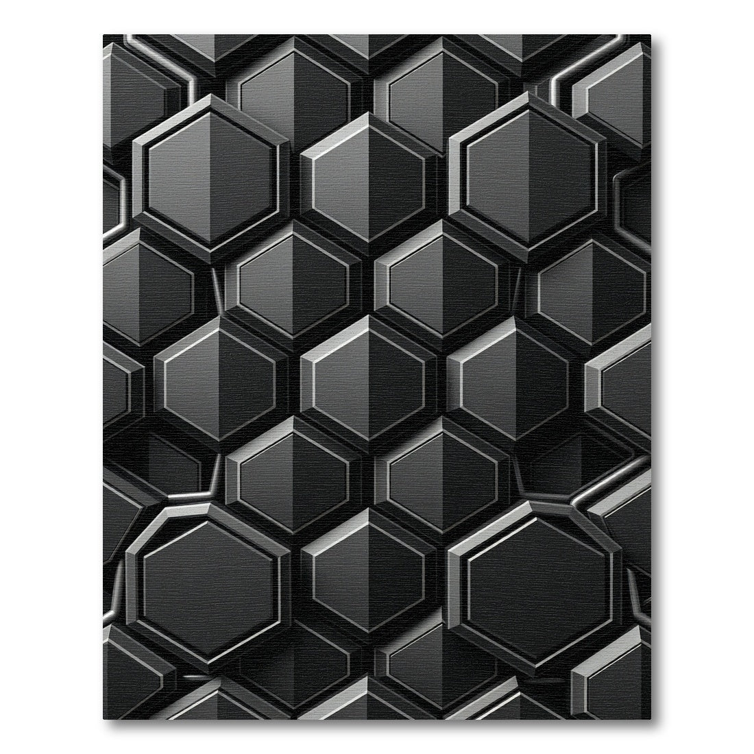 Dark Gray Geometric Hexagon Relief Rug