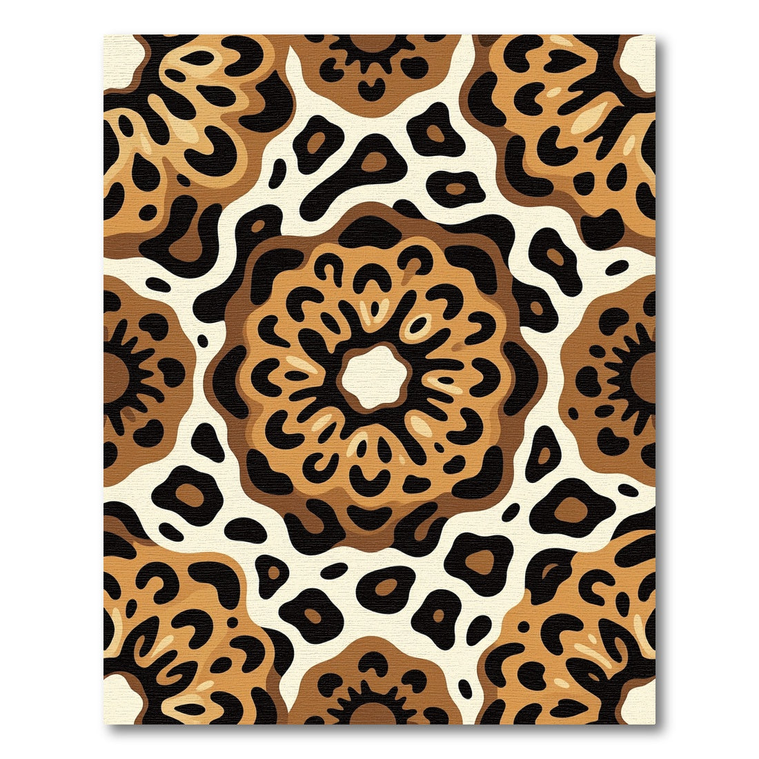 Brown Beige Leopard Spot Medallion Rug