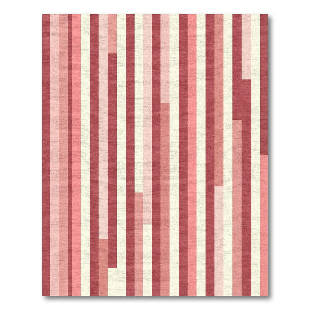 Crimson Pink Vertical Stripe Composition Rug
