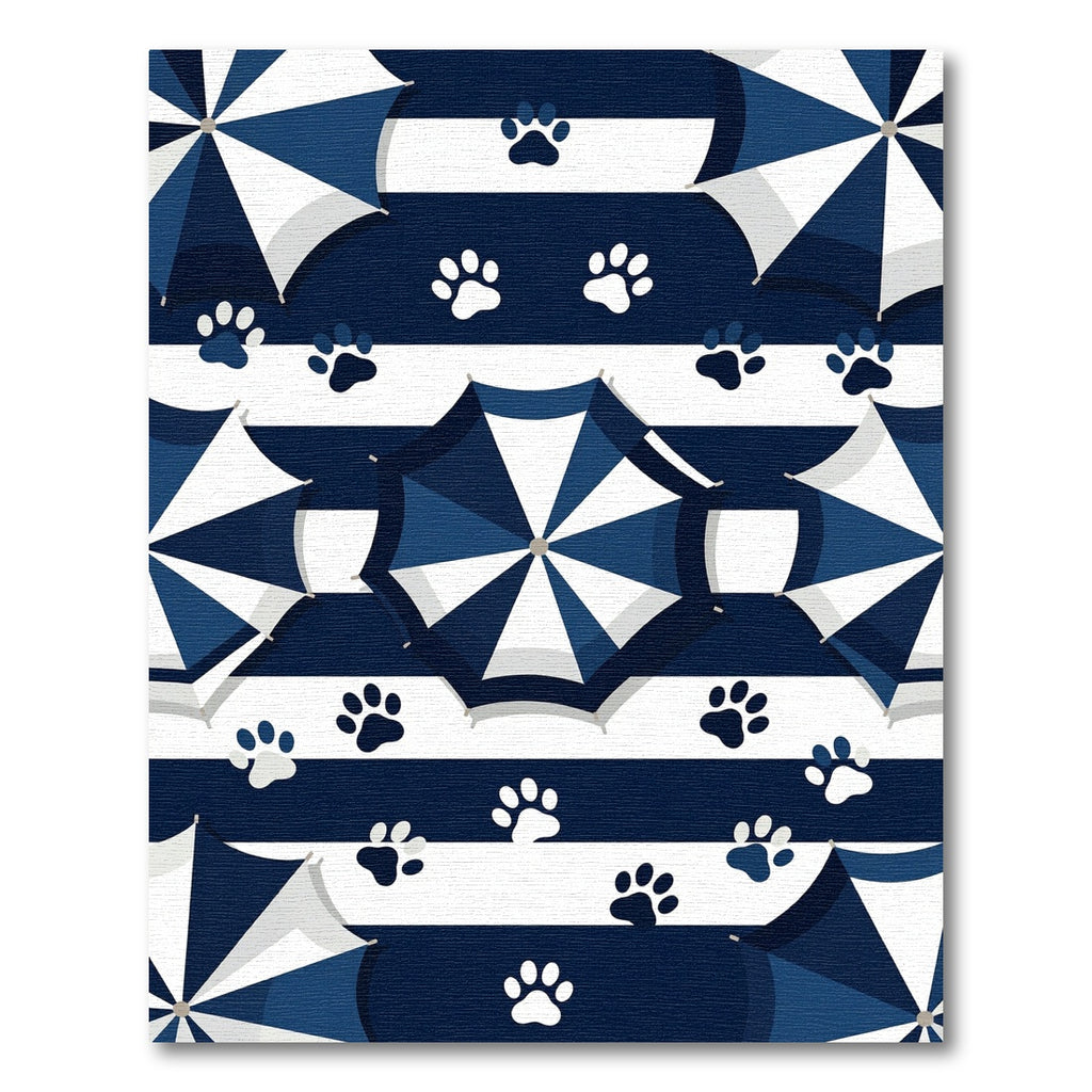 Navy Striped Umbrella and Paw Rug