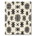 Minimalist Cream Black Abstract Tribal Symbol Rug