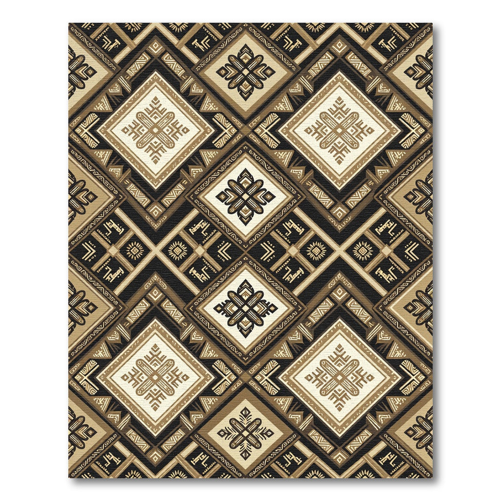 Earthy Geometric Diamond Medallion Rug