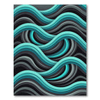 Abstract Teal and Charcoal Fluid Wave Rug