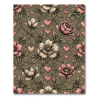 Vintage Pink Floral Heart Vine Rug