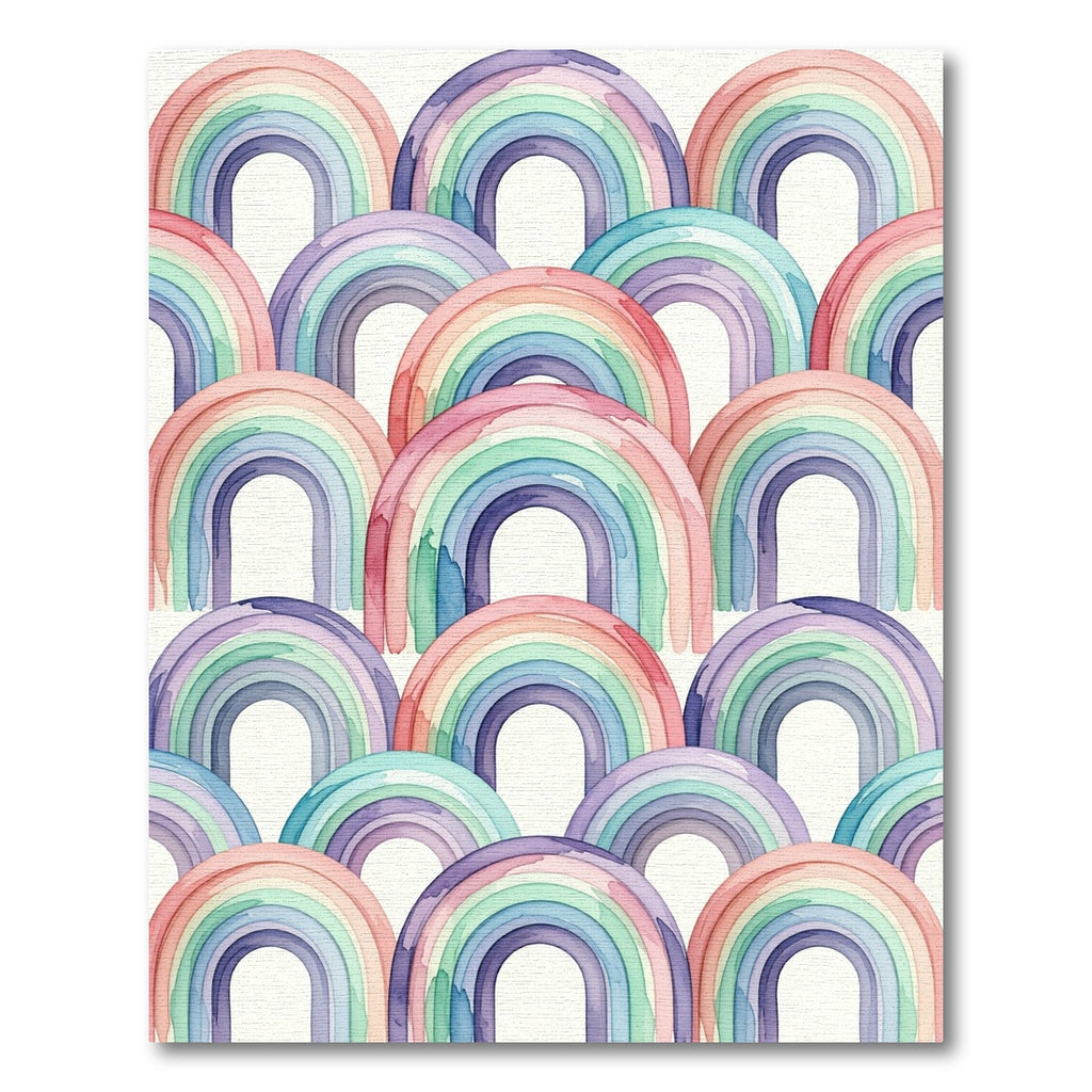 Watercolor Pastel Rainbow Arched Pattern Rug
