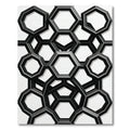 Modern Black Geometric Hexagon Arrangement Rug