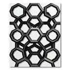 Modern Black Geometric Hexagon Arrangement Rug