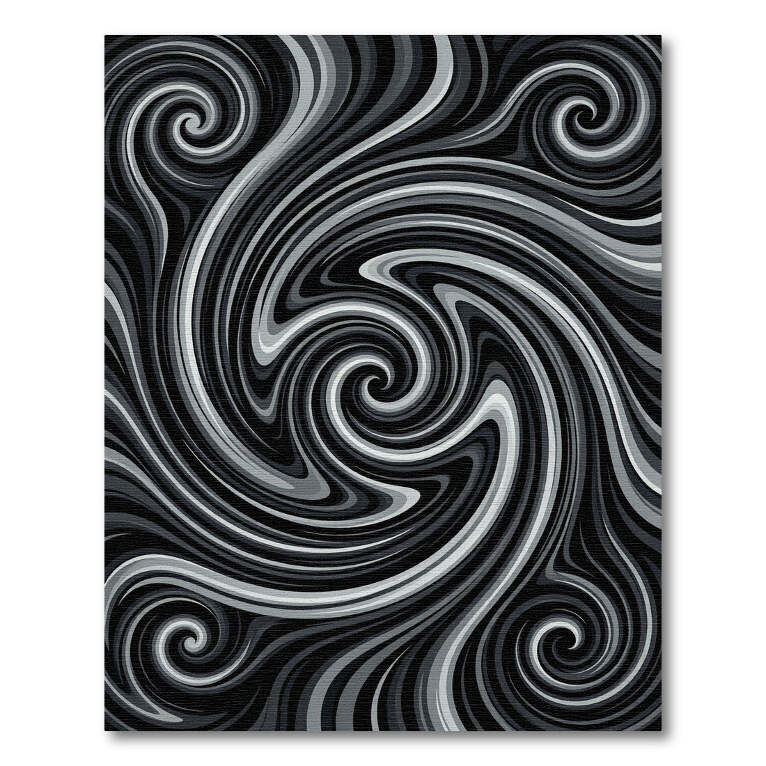 Abstract Gray Swirl Vortex Rug