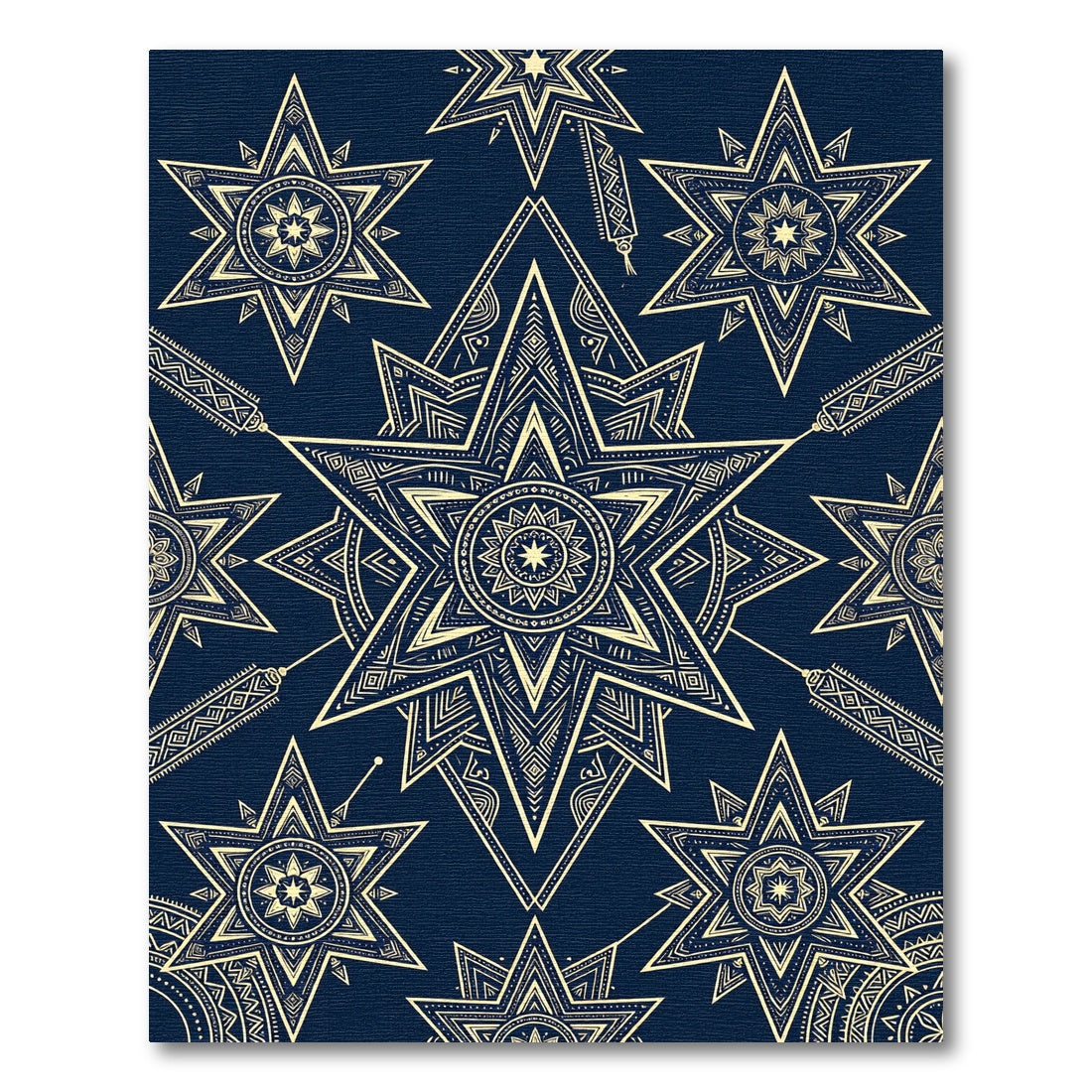 Midnight Blue Celestial Gold Starry Geometric Rug