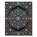 Royal Blue Golden Floral Mandala Rug