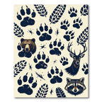 Wildlife Forest Animal Tracks Cream Artwork Rug