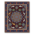 Rich Burgundy Fish Medallion Border Rug
