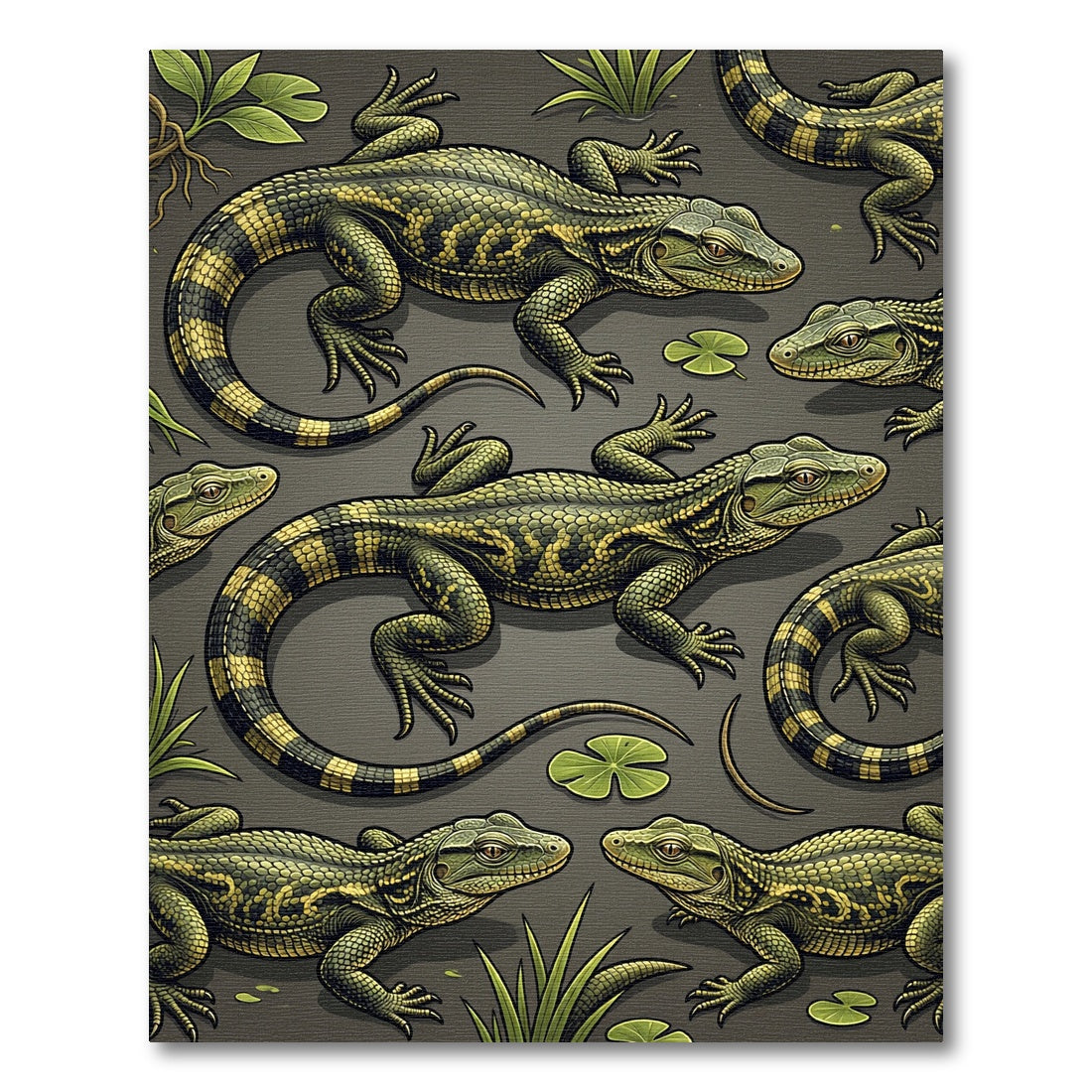 Lush Green Tropical Lizard Scape Rug