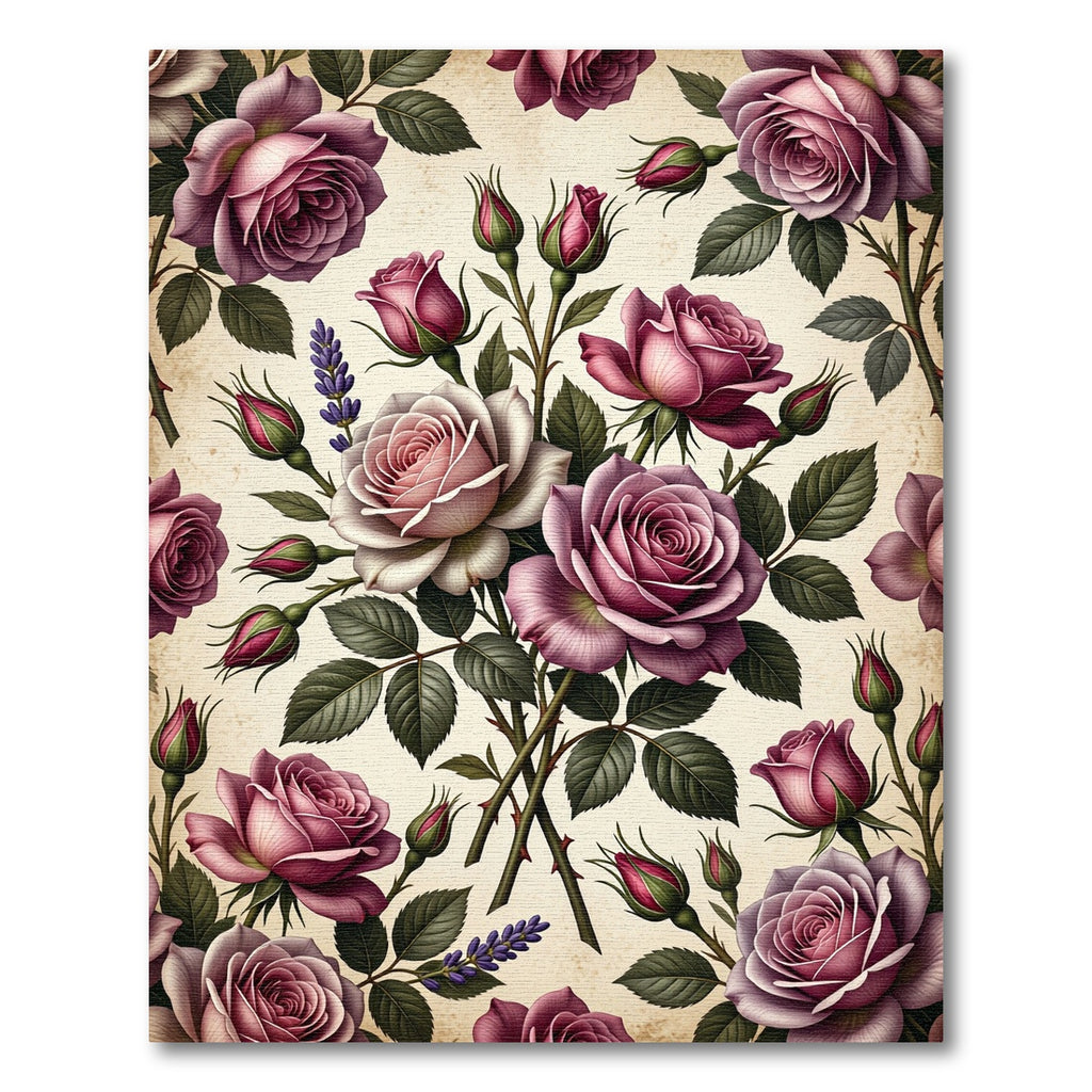 Blushing Rose Floral Botanical Art Rug
