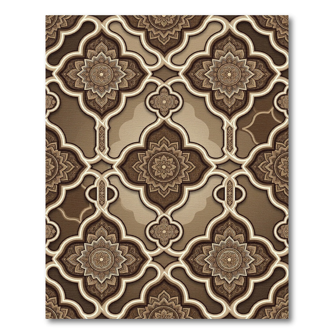Elegant Bronze Filigree Ornate Damask Rug