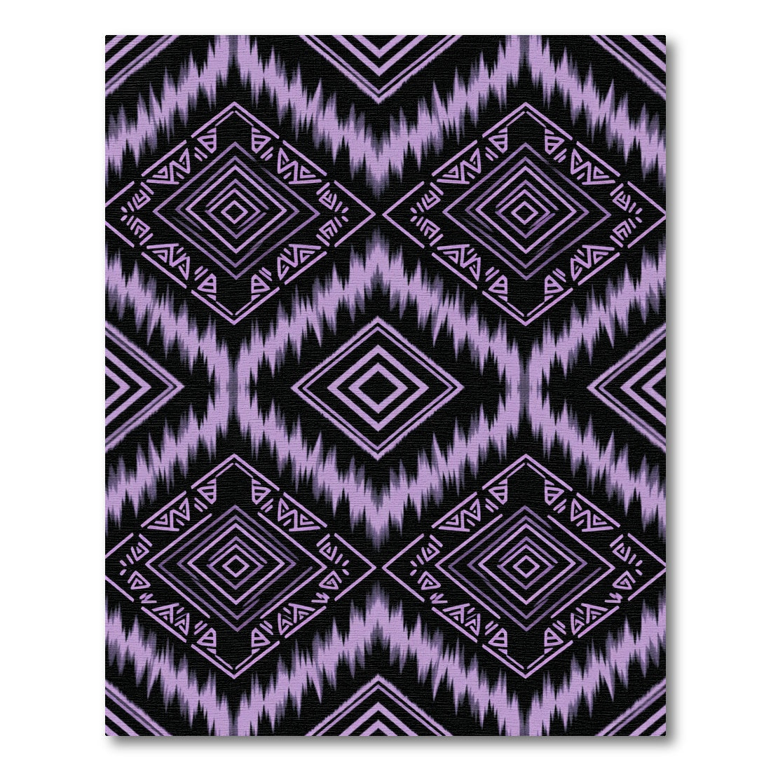 Purple Geometric Tribal Diamond Ikat Rug