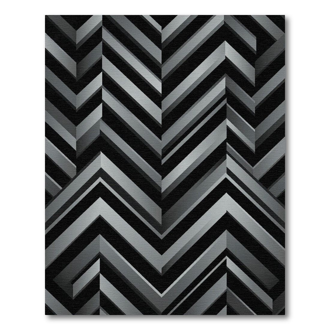 Modern Charcoal Geometric Chevron Angle Rug