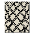 Abstract Black and Cream Intertwined Curve Rug