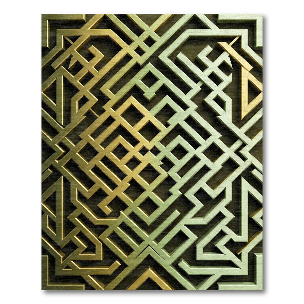 Golden Geometric Interlocking Abstract Lines Rug