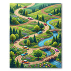 Whimsical Winding Road Forest Landscape Rug