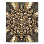 Golden Ornate Floral Sunburst Medallion Rug
