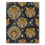 Bold Leopard Faces Gold Accents Rug