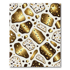 Gold Speckled Abstract Pebble Collage Rug