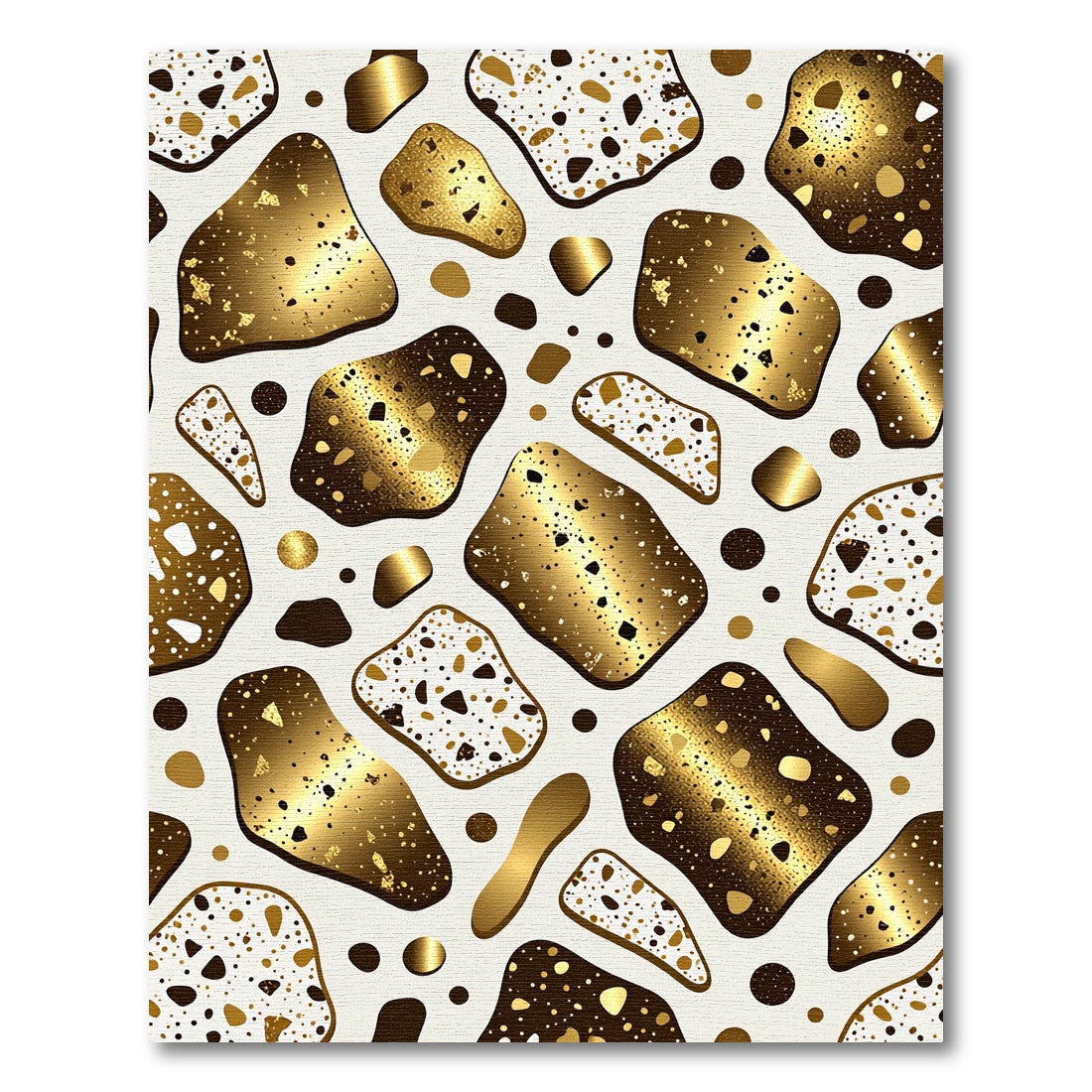 Gold Speckled Abstract Pebble Collage Rug