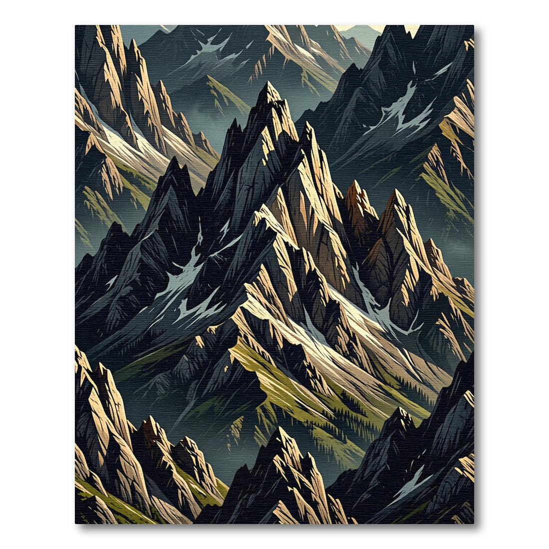 Jagged Mountain Summit Panorama Rug