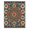 Art Deco Crimson Star Geometric Medallion Rug