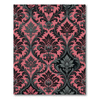 Dark Coral Damask Victorian Scroll Rug